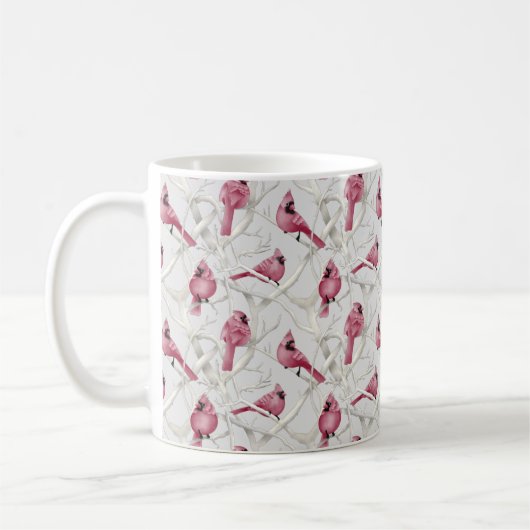 Winter Woodland Red Kardinaal vogelpatroon Koffiemok (Links)