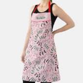 Winter Woodland Retro gepersonaliseerde roze kerst Schort (Insitu)