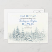 Winter woodland romantisch wit save the date aankondigingskaart (Voorkant / Achterkant)