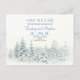 Winter woodland romantisch wit save the date aankondigingskaart
