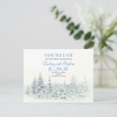 Winter woodland romantisch wit save the date aankondigingskaart (Staand voorkant)