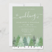 Winter Woodland Sage Green Wedding QR Code Kaart (Voorkant)