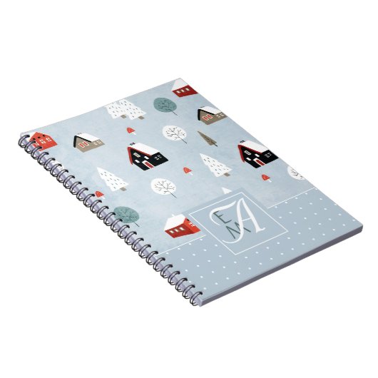 Winter Woodland Scandinavian Monogrammed Decor Notitieboek (Rechterzijde)