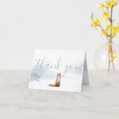 Winter Woodland Scene Fox Bedankt Kaart (Gele Bloem)