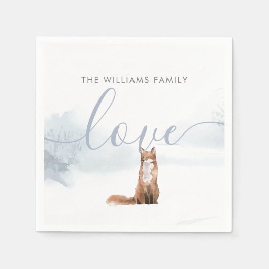 Winter Woodland Scene Fox Holiday Servet (Voorkant)