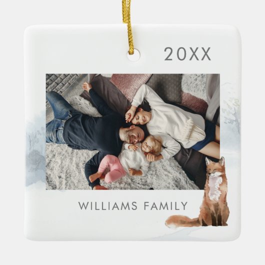 Winter Woodland Scene Fox Keramisch Ornament (Voorkant)