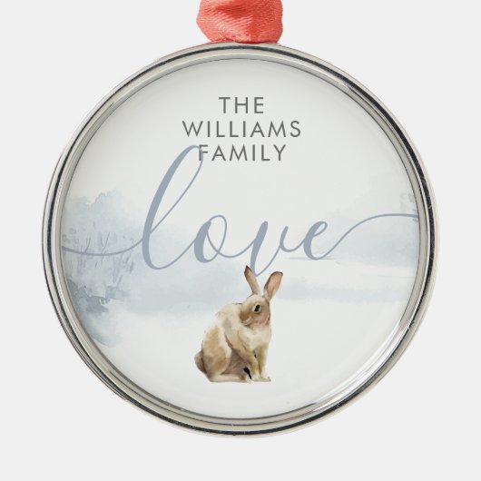 Winter Woodland Scene Hare Metalen Ornament (Voorkant)