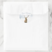 Winter Woodland Scene Stag Ronde Sticker (Tas)