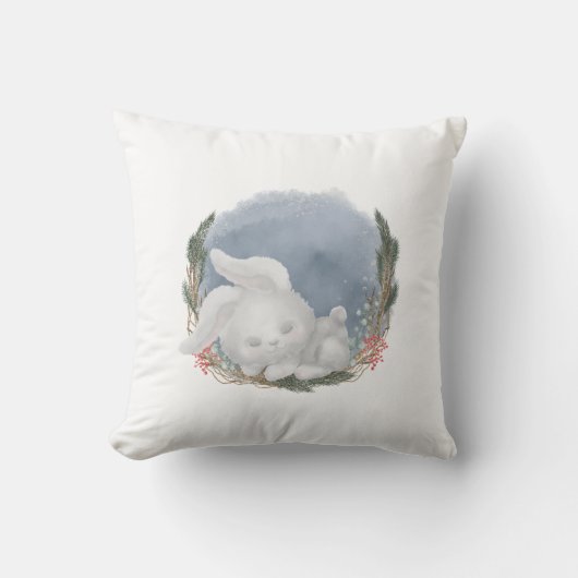 Winter Woodland Sleeping Bunny Kussen (Voorkant)