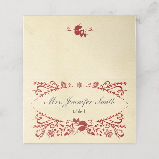 Winter Woodland Sleeping Fox Kerstmis Plaatskaartje (Buitenkant ongevouwen)