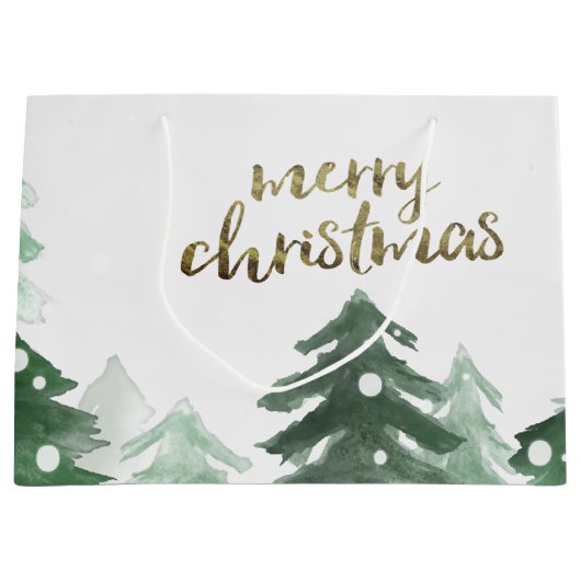 Winter Woodland Snow Holiday Groot Cadeauzakje (Voorkant)