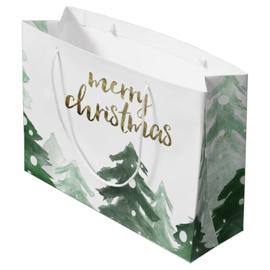 Winter Woodland Snow Holiday Groot Cadeauzakje (Achterkant Gekanteld)