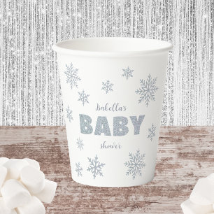 Winter Woodland Snow Wonderland Silver Baby shower Papieren Bekers