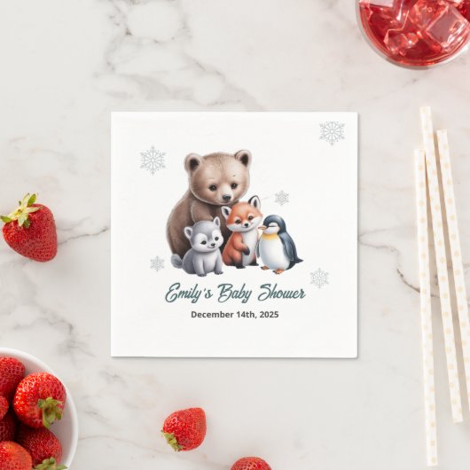 Winter Woodland Snowflake Baby shower servet (Insitu)
