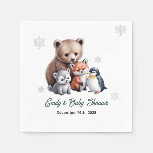 Winter Woodland Snowflake Baby shower servet (Voorkant)