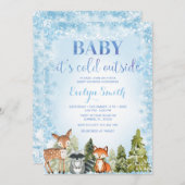 Winter Woodland Snowflake Baby shower Uitnodiging (Voorkant / Achterkant)
