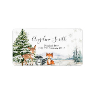 Winter Woodland Snowflakes Baby shower Adres Etiket