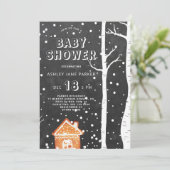 Winter Woodland Snowflakes baby shower Kaart (Staand voorkant)