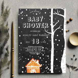 Winter Woodland Snowflakes baby shower Kaart