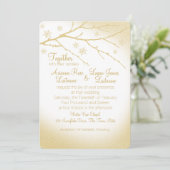 Winter Woodland Snowflakes Gold Wedding Kaart (Staand voorkant)