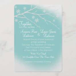 Winter Woodland Snowflakes Zilver Grijs en Aqua Kaart