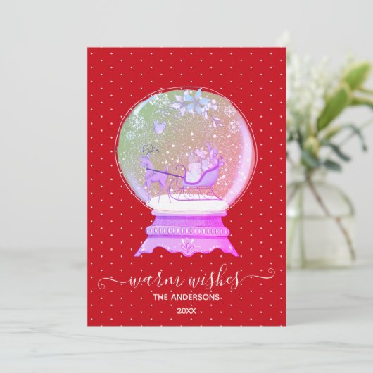  Winter Woodland Snowglobe  Feestdagenkaart (Staand voorkant)