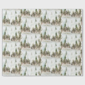 Winter Woodland Snowy Pine Tree Scene Cadeaupapier (Vlak)