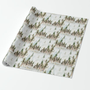 Winter Woodland Snowy Pine Tree Scene Cadeaupapier
