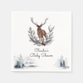 Winter Woodland Stag Modern Script Baby shower Servet (Voorkant)