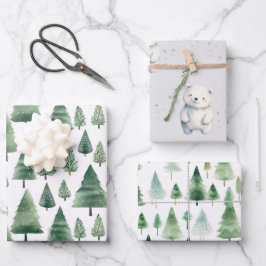 Winter Woodland Teddy Bear Baby shower Inpakpapier Vel