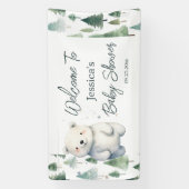 Winter Woodland Teddy Bear Baby shower Spandoek (Verticaal)
