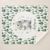 Winter Woodland Teddy Bear Naam Sherpa Deken (Voorkant (horizontaal))