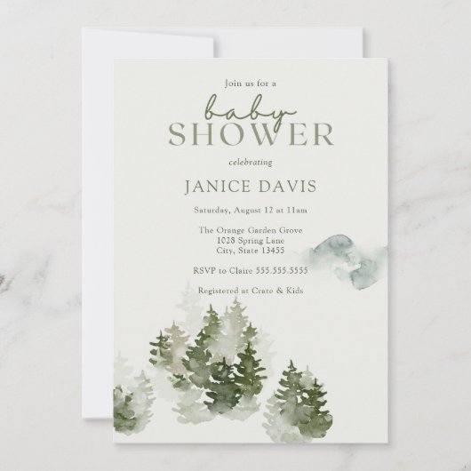 Winter Woodland Theme Baby shower Invitation Kaart (Voorkant)