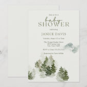 Winter Woodland Theme Baby shower Invitation Kaart (Voorkant / Achterkant)