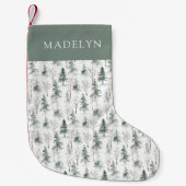 Winter Woodland Tree Patroon Gepersonaliseerd Kleine Kerstsok (Voorkant)