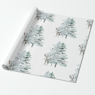 Winter Woodland Trees & Deer Cadeaupapier