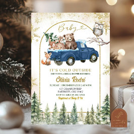 Winter Woodland Truck Animal Forest Baby shower Kaart