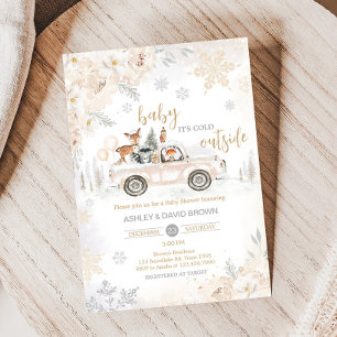 Winter Woodland Truck Baby shower Kaart