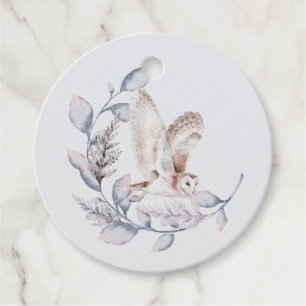 Winter Woodland Uil Modern Script Baby shower Bedankjes Labels