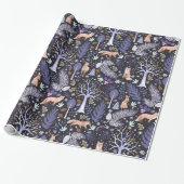 Winter Woodland Violet/Gold ID785 Cadeaupapier (Uitgerold)