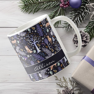 Winter Woodland Violet/Gold ID785 Koffiemok
