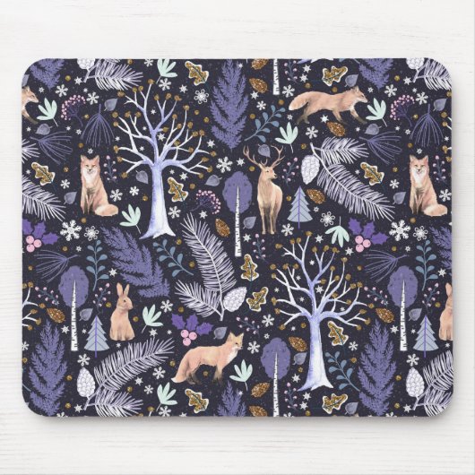 Winter Woodland Violet/Gold ID785 Muismat (Voorkant)