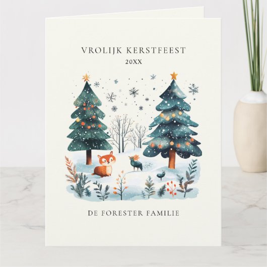 Winter Woodland Vrolijk Kerstfeest Kaart (Voorkant)