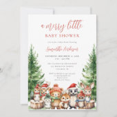Winter Woodland Vrolijk klein kerst Baby shower Kaart (Voorkant)