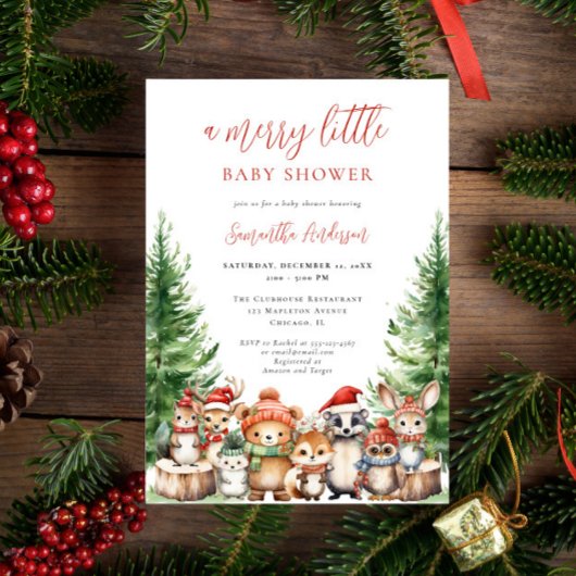 Winter Woodland Vrolijk klein kerst Baby shower Kaart