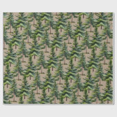 Winter Woodland Waterverf Fir Tree Forest Kraft Cadeaupapier (Vlak)