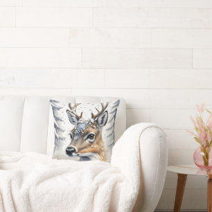 Winter Woodland Waterverf Kerstherten Kussen
