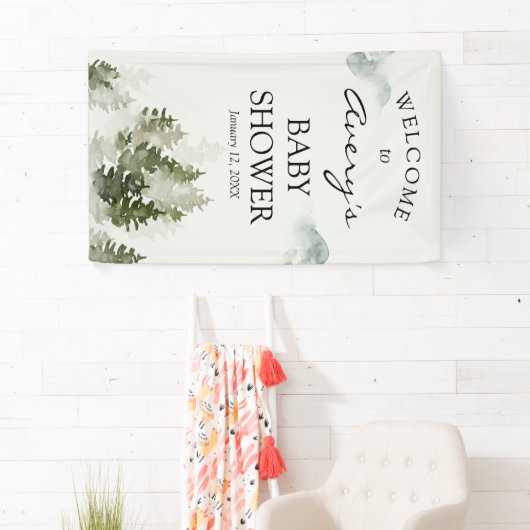 Winter Woodland Welcome Sign Banner (Insitu)