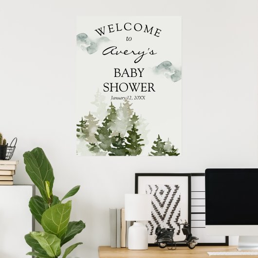 Winter Woodland Welcome Sign Poster (Thuiskantoor)