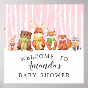 Winter Woodland Welkomstteken Baby shower Poster